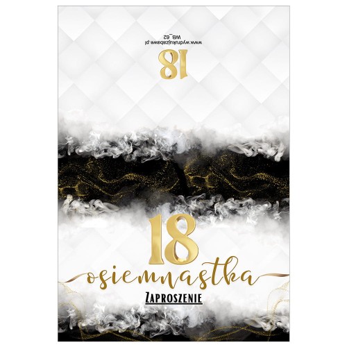 Zaproszenia na 18 Urodziny Zloto i Czern WB_62 Przod