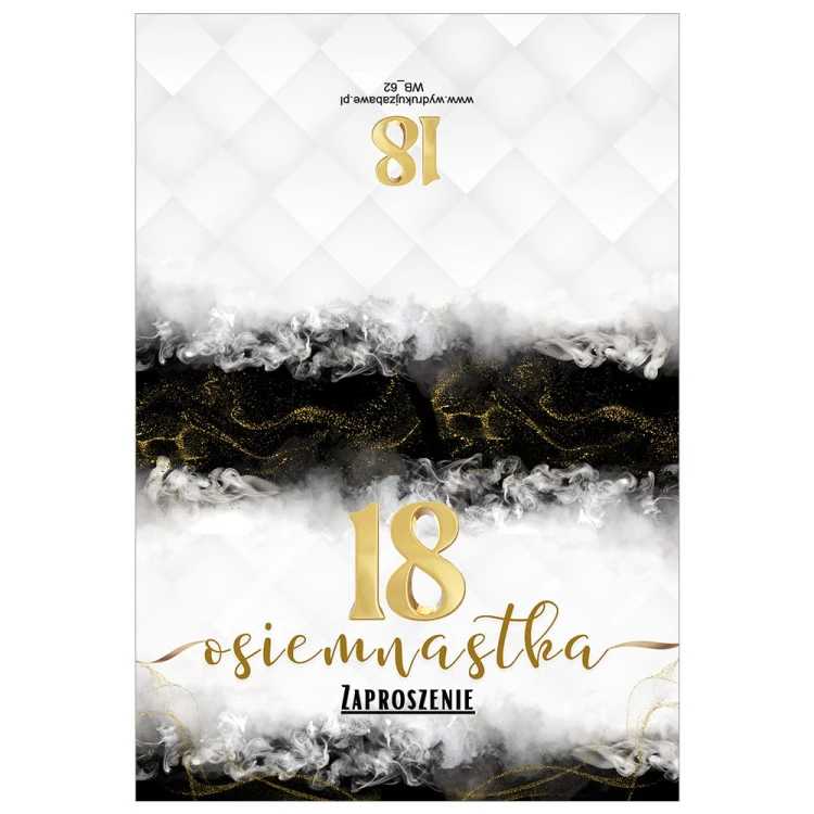 Zaproszenia na 18 Urodziny Zloto i Czern WB_62 Przod