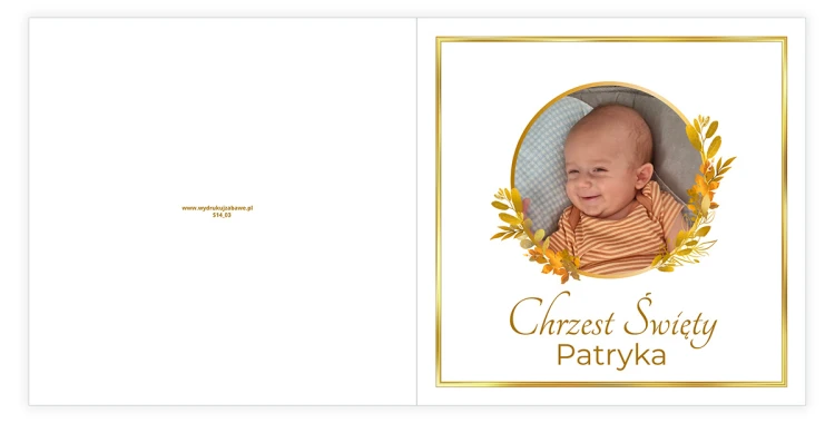 Zaproszenia Personalizowane na Chrzest Jesień ze zdjęciem S14_03 przód