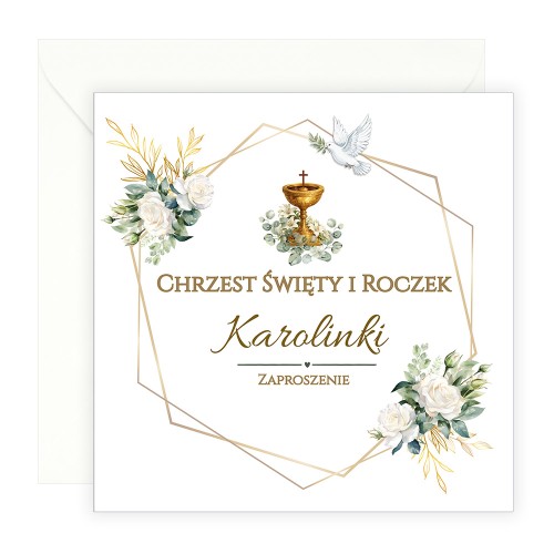 Zaproszenia Personalizowane na Chrzest i Roczek Eukaliptus S14_05