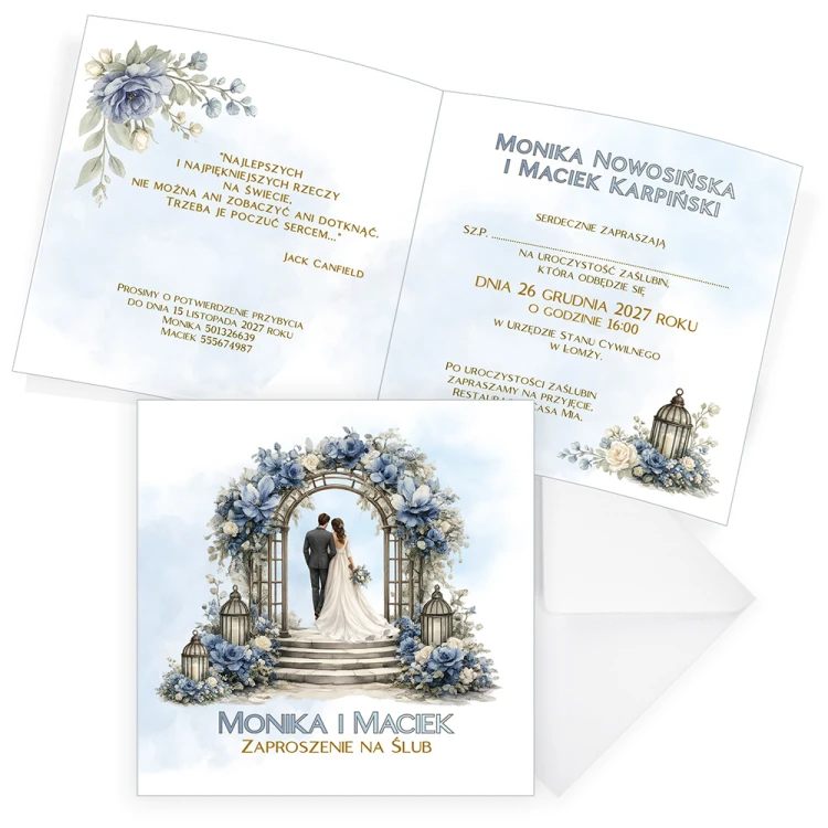 Zaproszenia Personalizowane na Ślub Brama S14_07 komplet