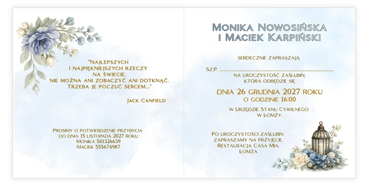 Zaproszenia Personalizowane na Ślub Brama S14_07 środek