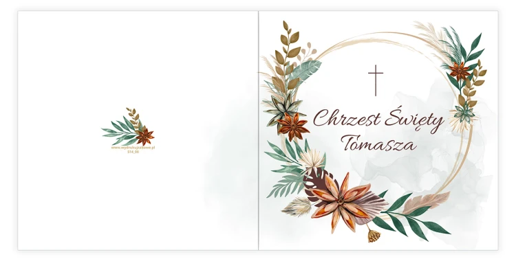Zaproszenia Personalizowane na Chrzest Boho S14_08 przód