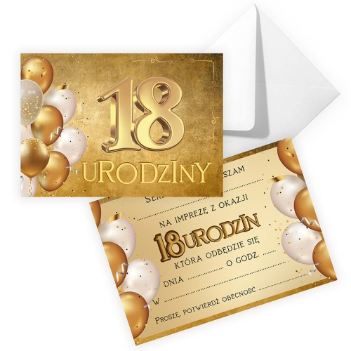 Zaproszenia na 18 Urodziny Golden ZJB_23