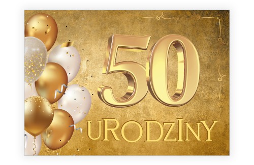 Zaproszenia na 50 Urodziny Golden ZJB_24 przód