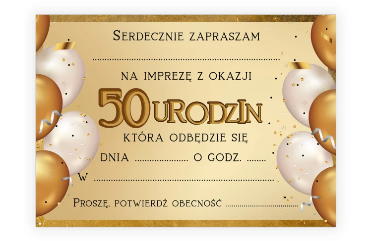 Zaproszenia na 50 Urodziny Golden ZJB_24 tył