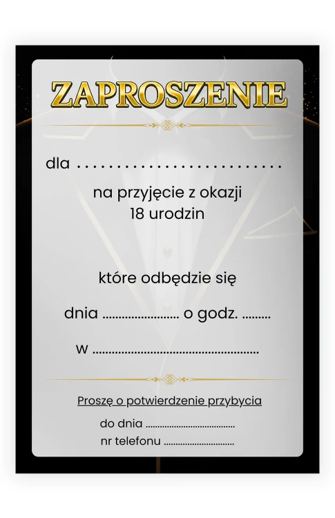 Zaproszenia na 18 Urodziny Garniak ZJB_25 tył