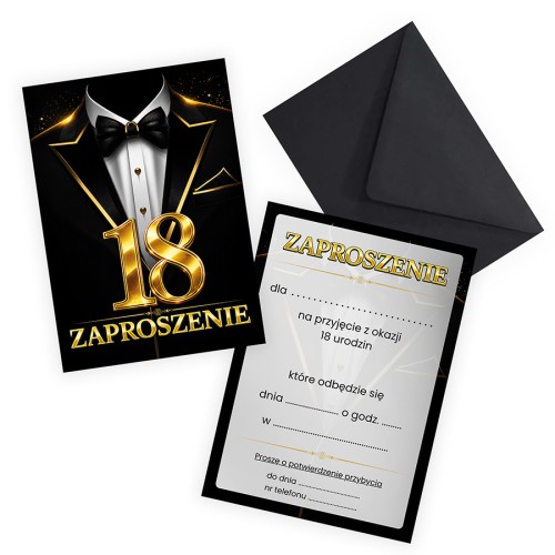 Zaproszenia na 18 Urodziny Garniak Czarna Koperta ZJB_25_ZC1