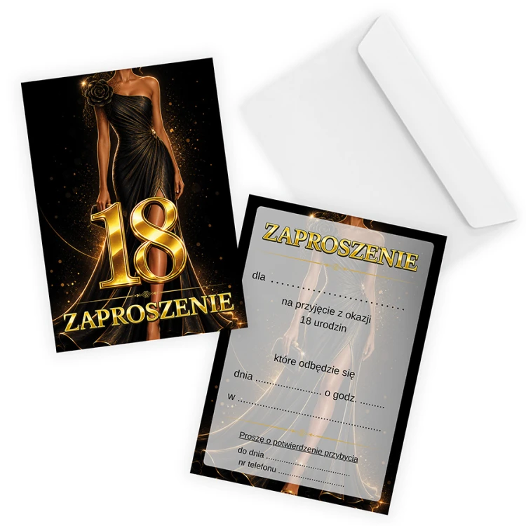 Zaproszenia na 18 Urodziny Sukienka ZJB_27