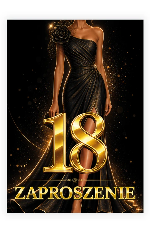 Zaproszenia na 18 Urodziny Sukienka ZJB_27 przód
