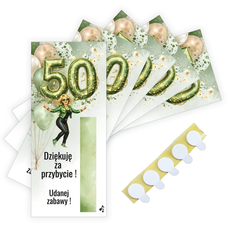 Podziękowania dla gości Merci na 50 Urodziny Szalone PDM_52 wymiary