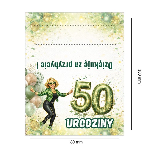 Winietki na Stół na 50 Urodziny Szalone WN_77 wymiary