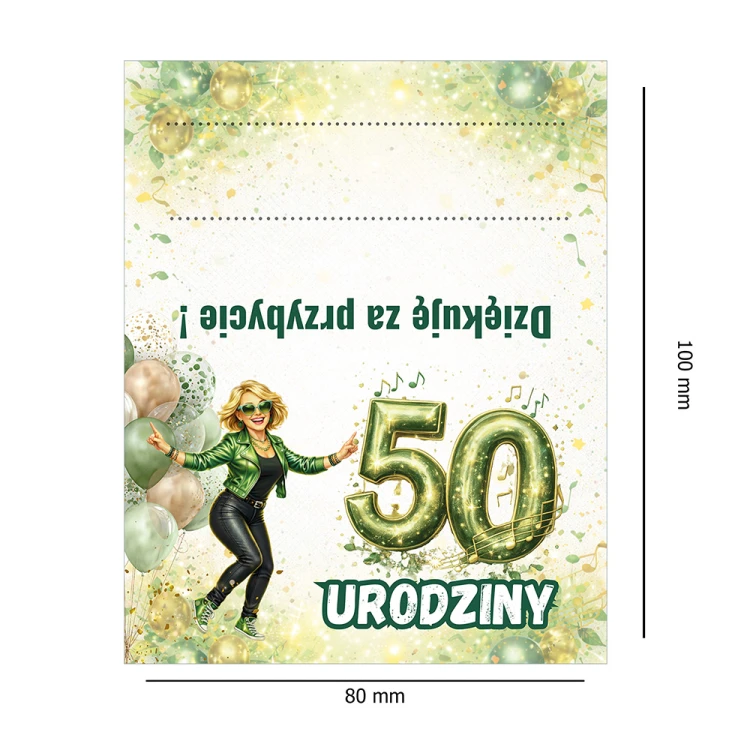 Winietki na Stół na 50 Urodziny Szalone WN_77 wymiary