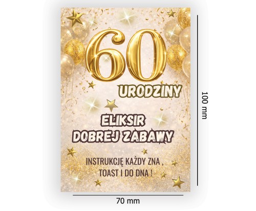 Naklejki na Butelki na 60 Urodziny Klasa NAK_129 wymiary