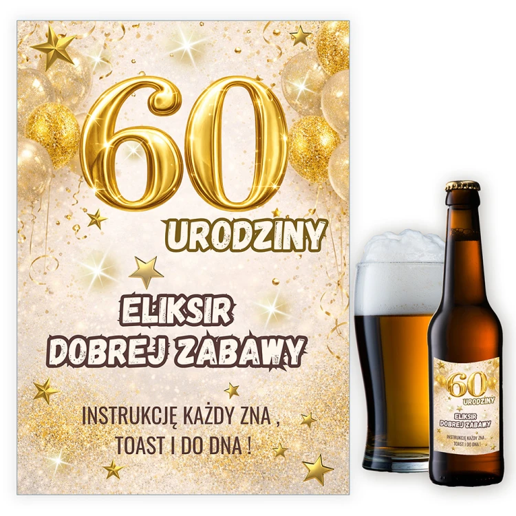 Naklejki na Butelki na 60 Urodziny Klasa NAK_129 zestaw