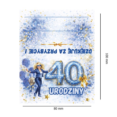 Winietki na Stół na 40 Urodziny Zabawa WN_78 wymiary