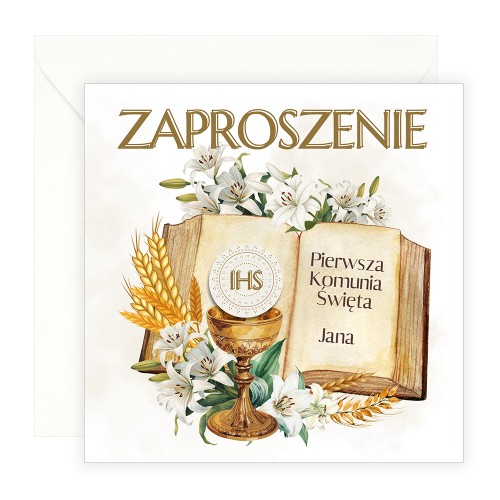 Zaproszenia Personalizowane na Komunię IHS S14K_12