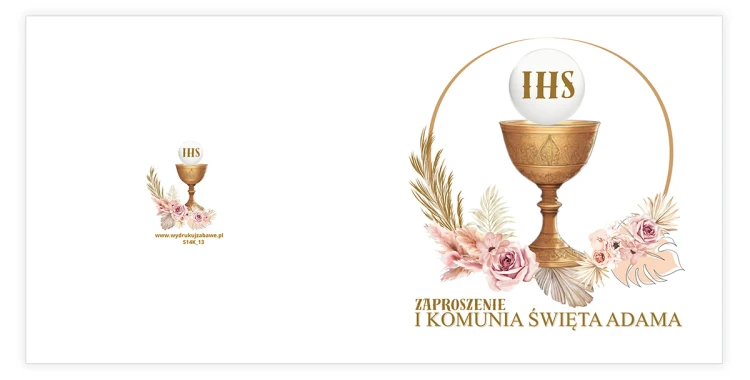 Zaproszenia Personalizowane na Komunię Boho S14K_13 przód