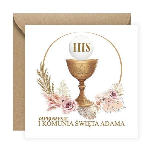 Zaproszenia Personalizowane na Komunię Boho Eko Koperta S14K_13