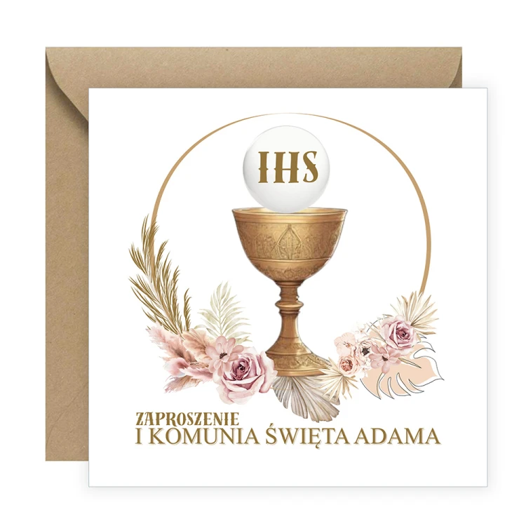 Zaproszenia Personalizowane na Komunię Boho Eko Koperta S14K_13