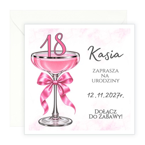 Zaproszenia Personalizowane na 18 Kieliszek J14_07