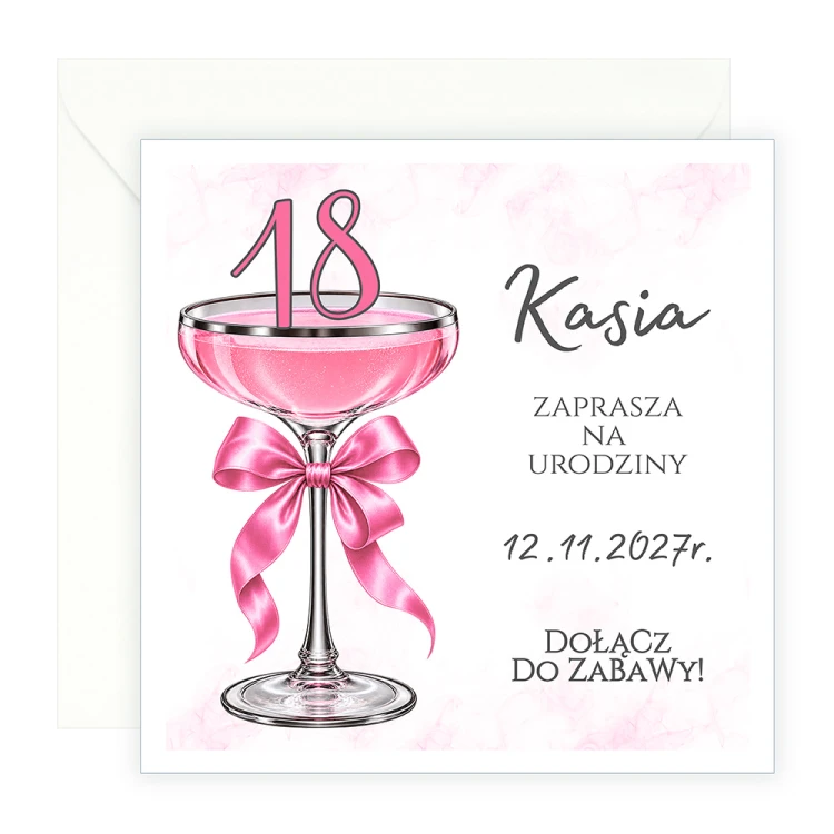 Zaproszenia Personalizowane na 18 Kieliszek J14_07