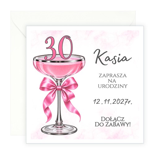 Zaproszenia Personalizowane na 30 Urodziny Kieliszek J14_08