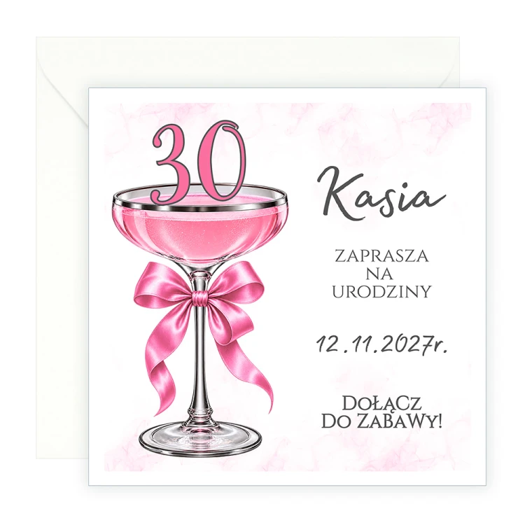 Zaproszenia Personalizowane na 30 Urodziny Kieliszek J14_08
