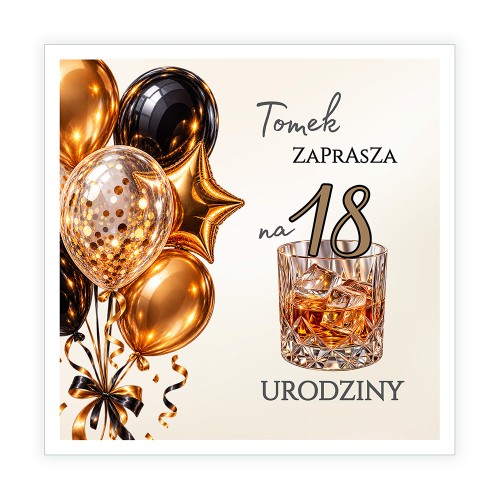 Zaproszenia Personalizowane na 18 Urodziny Powaga J14_11 przód