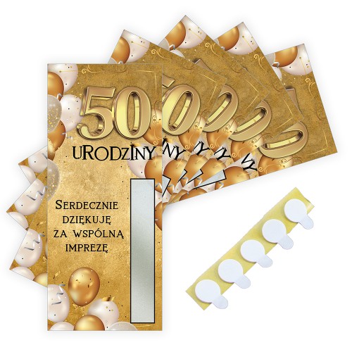 Podziękowania dla gości Merci na 50 Urodziny Golden PDM_59 komplet