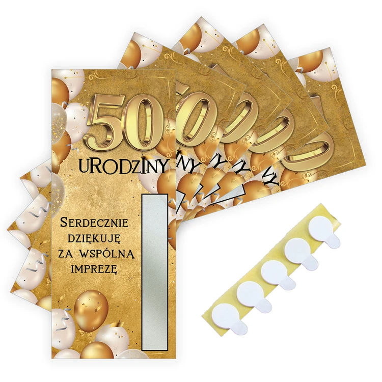 Podziękowania dla gości Merci na 50 Urodziny Golden PDM_59 komplet