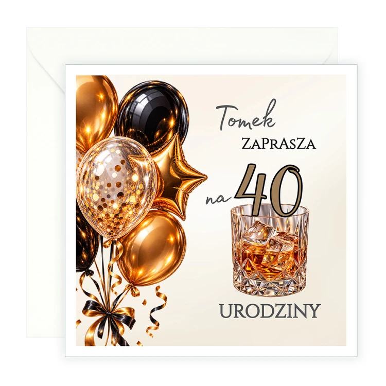 Zaproszenia Personalizowane na 40 Urodziny Powaga J14_12