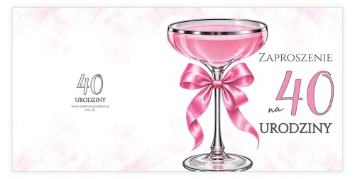 Zaproszenia na 40 Urodziny Kieliszek Z11_51 przód