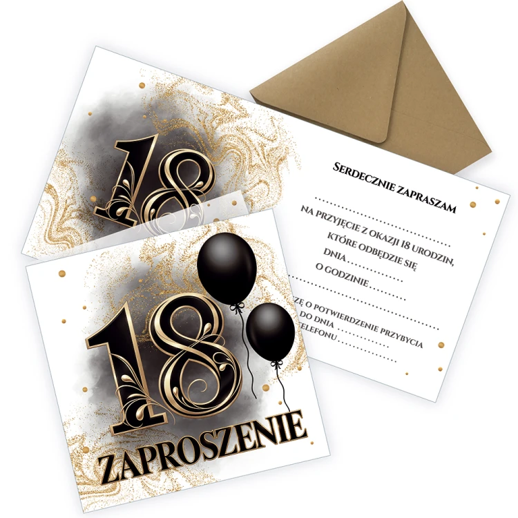 Zaproszenia na 18 Urodziny Błysk Eko Koperta Z11_53_ZE1