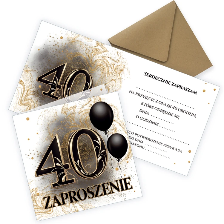 Zaproszenia na 40 Urodziny Błysk Eko Koperta  Z11_54_ZE1
