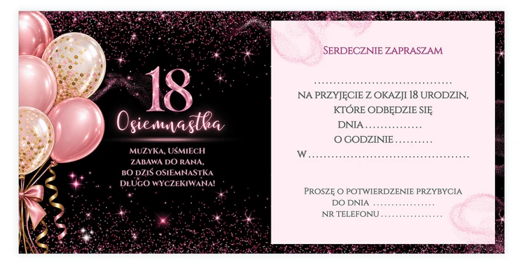Zaproszenia na 18 Urodziny Szampan Z13_13 środek