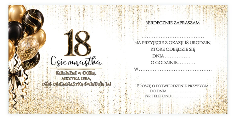 Zaproszenia na 18 Urodziny Wystrzałowe Z13_14 środek