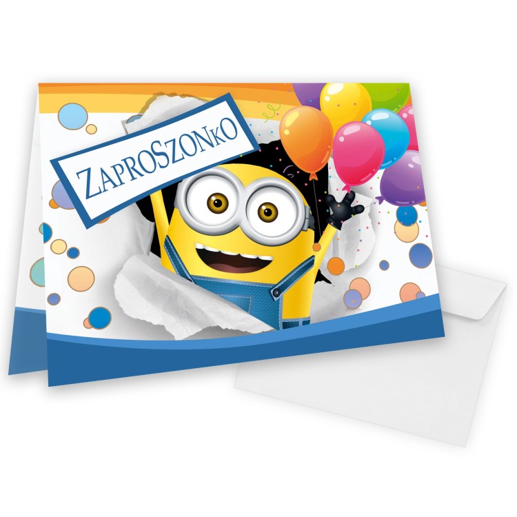Zaproszenia dla Dzieci Minionek WB_05 Biala Koperta