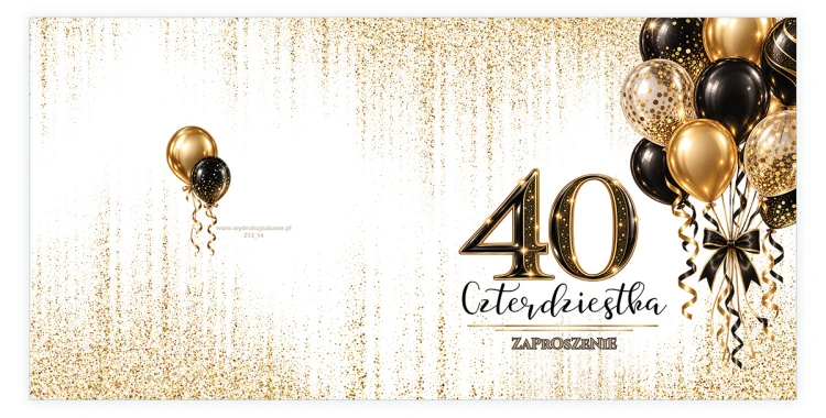 Zaproszenia na 40 Urodziny Eleganckie Z13_15 przód
