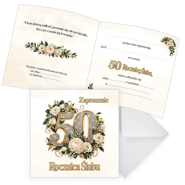 Zaproszenia na 50 Rocznicę Ślubu Kwiaty Z13S_04