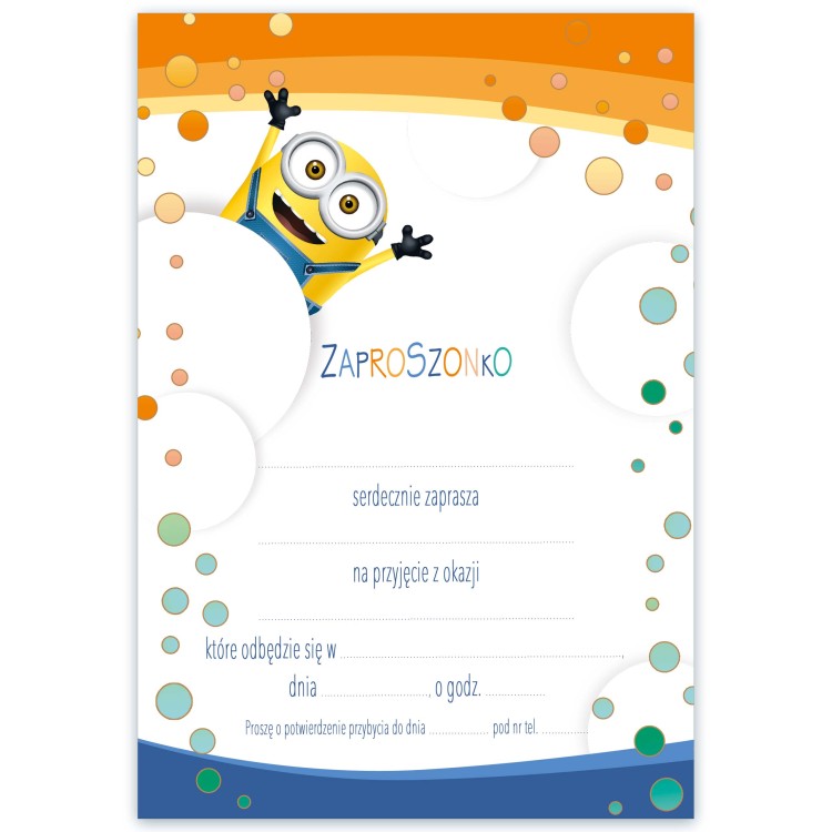 Zaproszenia dla Dzieci Minionek WB_05 Srodek
