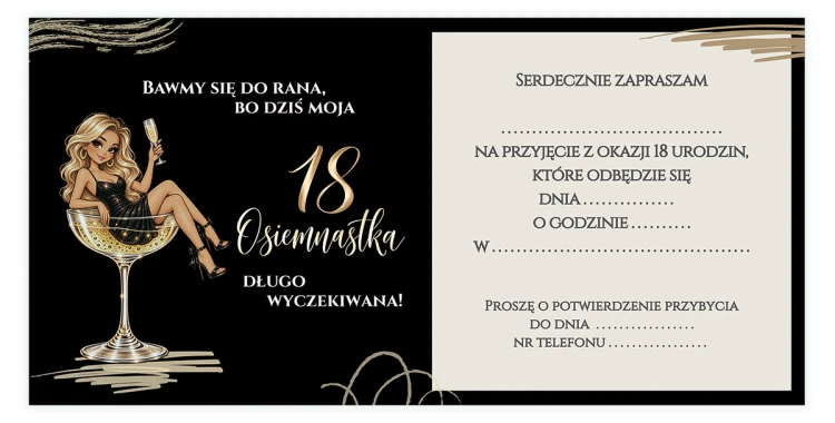Zaproszenia na 18 Urodziny Rysunkowe