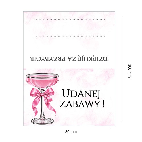 Winietki na Stół na Imprezę Kieliszek WN_80 rozmiar