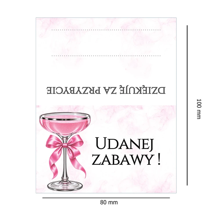Winietki na Stół na Imprezę Kieliszek WN_80 rozmiar