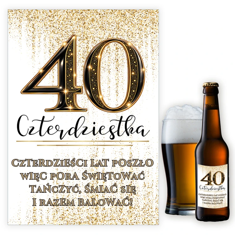 Naklejki na Butelki na 40 Urodziny Zorza - 10 sztuk (s)