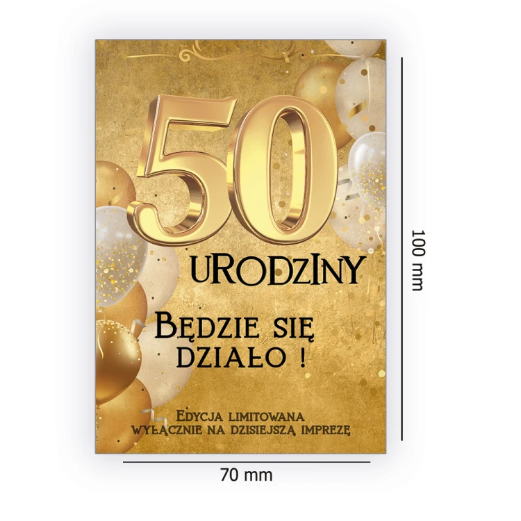Naklejki na Butelki na 50 Urodziny Golden - 10 sztuk (s)