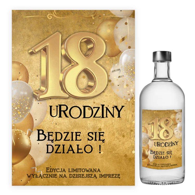 Naklejki na Butelki na 18 Urodziny Golden - 10 sztuk (s)