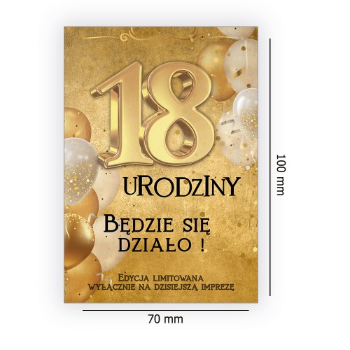 Naklejki na Butelki na 18 Urodziny Golden - 10 sztuk (s)
