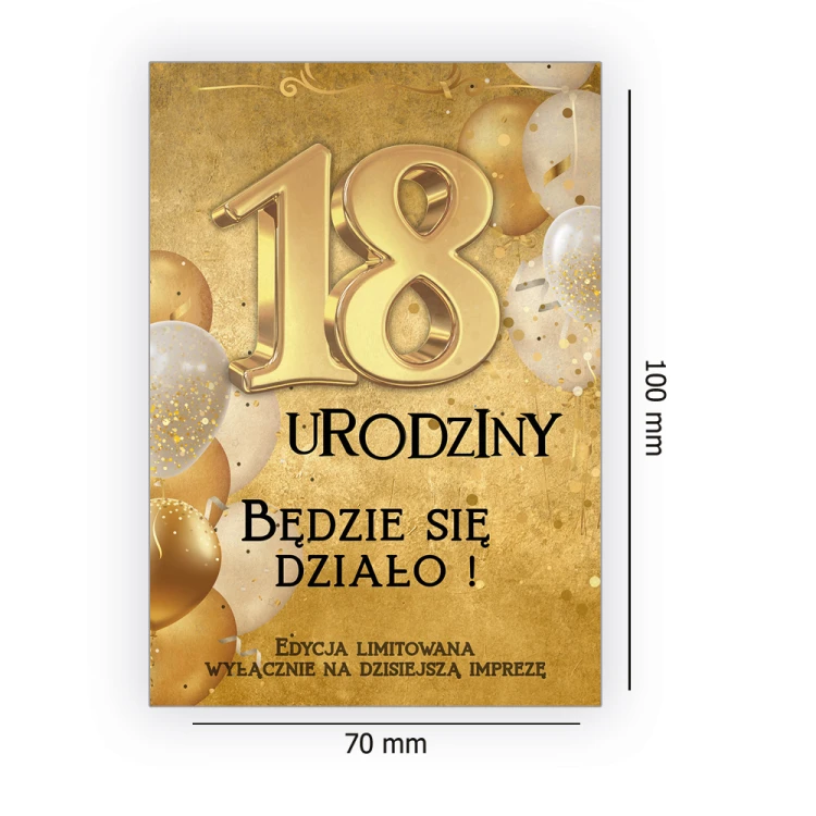Naklejki na Butelki na 18 Urodziny Golden - 10 sztuk (s)