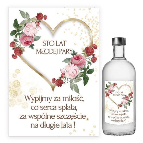 Naklejki na Butelki na Wesele Złote Serca - 10 sztuk (s)